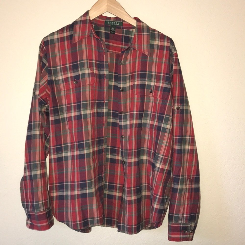 Red Plaid, Ralph Lauren Button Down- Large